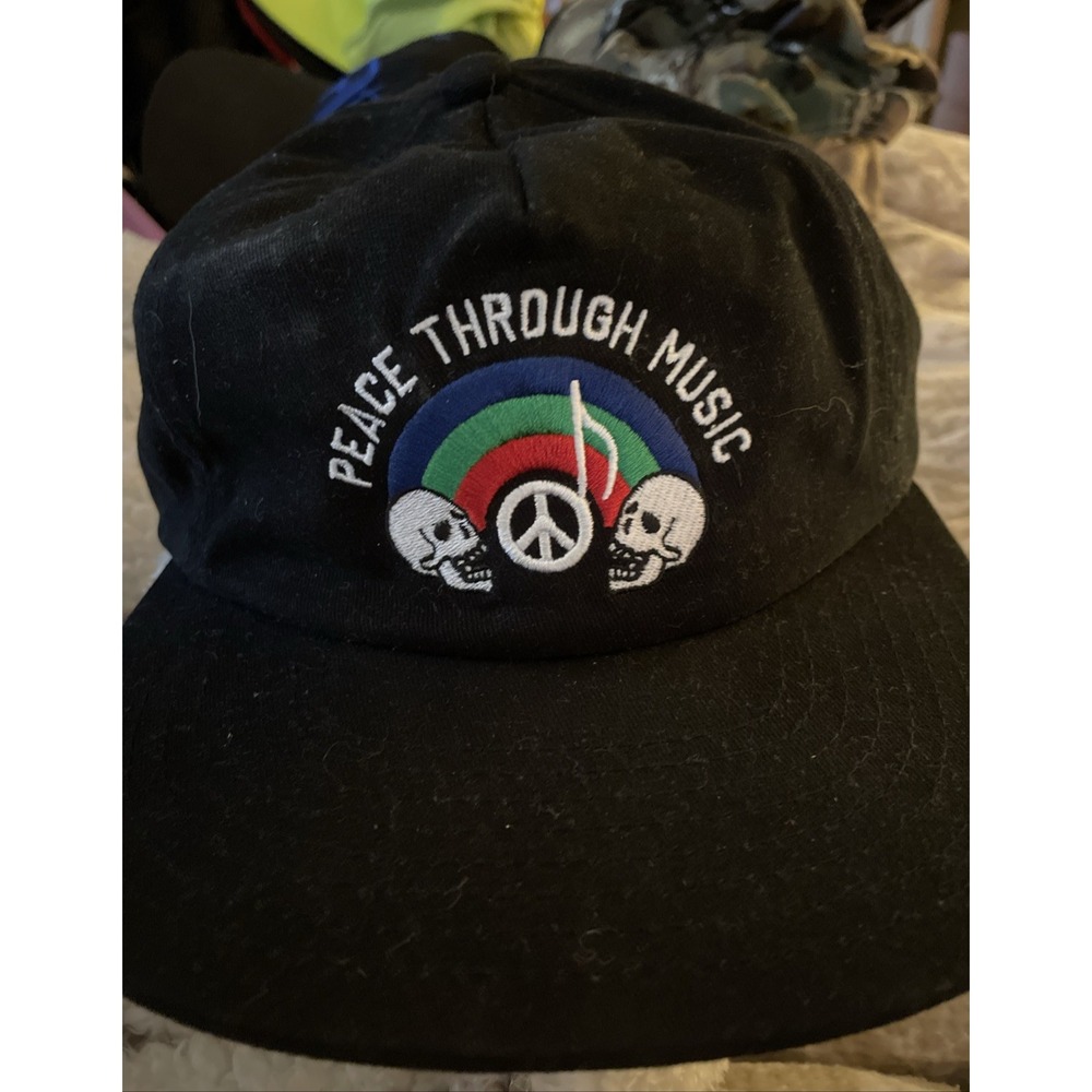 Primitive Skateboarding Peace Through Music Hat One Size Peace Sign Skulls Skate